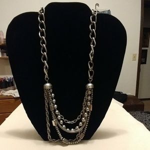 5 chain silver plated necklace